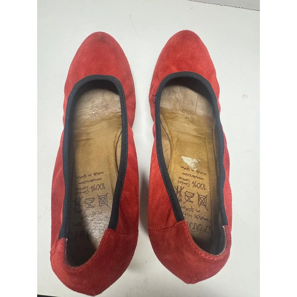 Wonders‎ Red Suede Wedge Pumps Leather Made in Spain EU 38 L-8061 7.5
